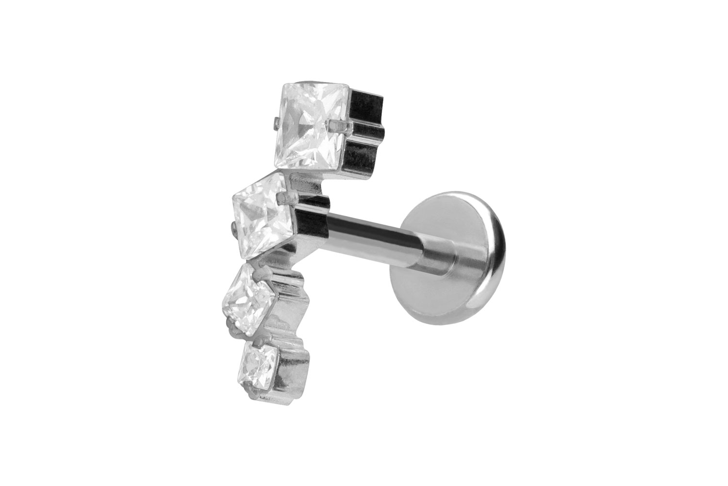 Titan Labret Piercing mit Push Fit KRISTALLBOGEN